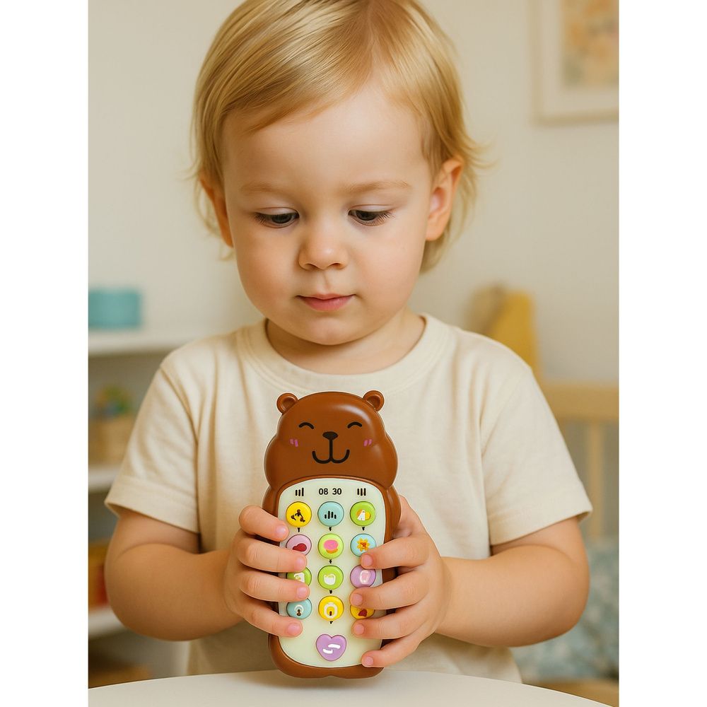 Dječja edukativna svjetla za telefon, zvukovi, melodije, Capybara Brown slika 4
