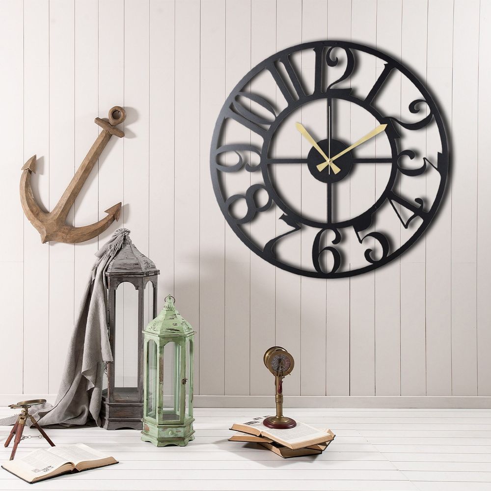 Decorative metal wall clock Circle, colour: black slika 1