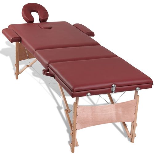 Stol za masažu,sklopivi sa drvenim okvirom,3 dijela,Crveni slika 51