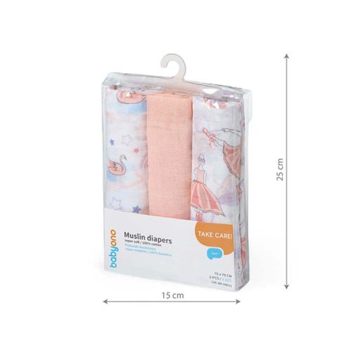 BabyOno Tetra pelene Muslin Balerina, boja breskve slika 5