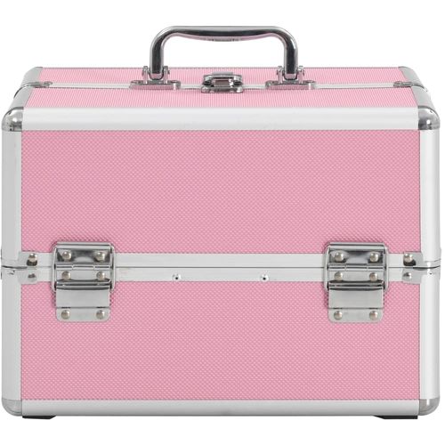 Kovčeg za šminku 22 x 30 x 21 cm ružičasti aluminijski slika 4