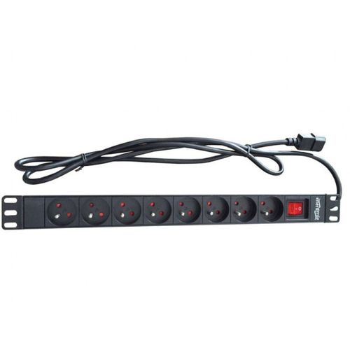 Kabl 230V razvodni PDU panel 19/1U sa 8 utičnih mesta,1.8m C14 (PDU-8SP-1U-C14) slika 1