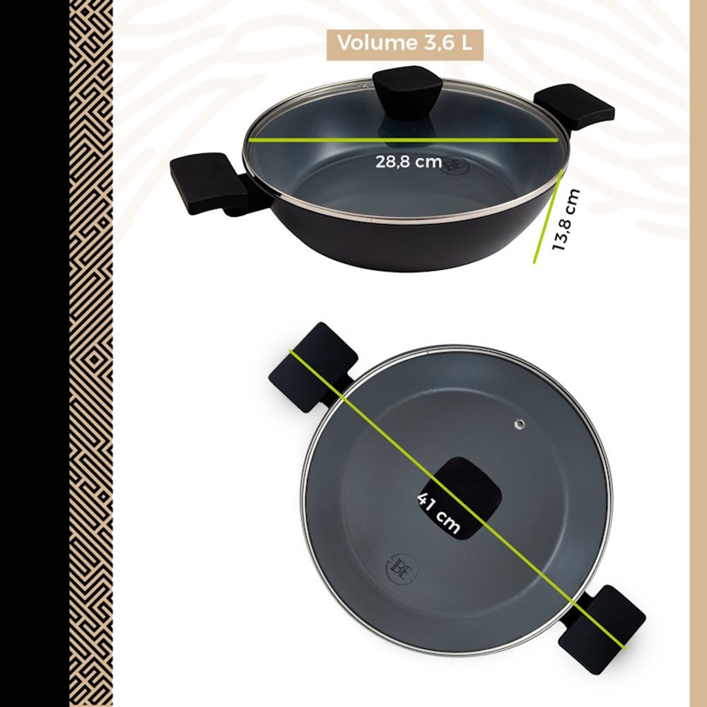 BE Living Niska posuda za kuhanje s poklopcem Delight Black 28 cm slika 10