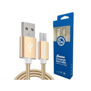 Xwave Kabl USB2.0 na Micro USB 2M,2A,aluminium,upleteni,zlatni