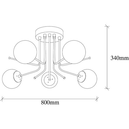 Opviq Visilica DAISY 146, bijelo- zlatna, metal- staklo, 80 x 80 cm, visina 34 cm, 5 x E27 40 W, Daisy - 146-AV2 slika 3