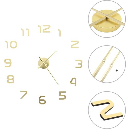 3D zidni sat moderni dizajn 100 cm XXL zlatni slika 1