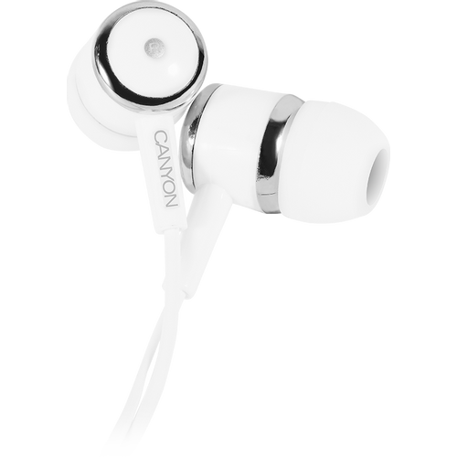 Canyon EPM- 01 Stereo earphones with microphone, White, cable length 1.2m, 23*9*10.5mm,0.013kg slika 1