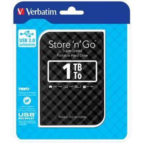 Verbatim HDD 1TB 3.0 Crn Kocka (53194) slika 1