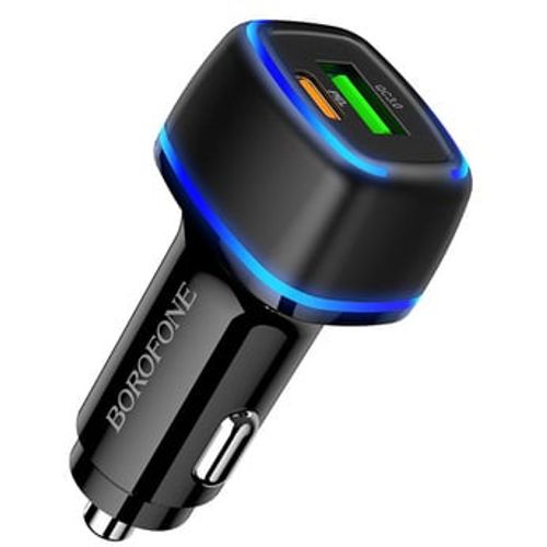 BOROFONE AUTO PUNJAČ BZ14A MERCURY - USB + TYPE C - QC 3.0 PD 20W 3A SA TYPE C NA LIGHTNING KABEL CRNI slika 4