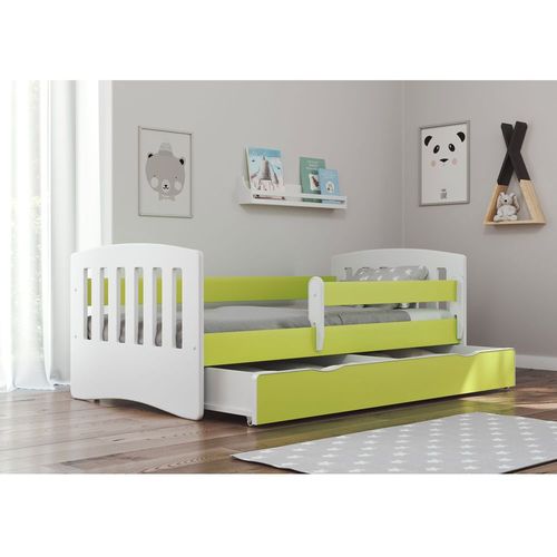 Drveni dečiji krevet Classic sa fiokom - zeleni - 180x80 cm slika 1
