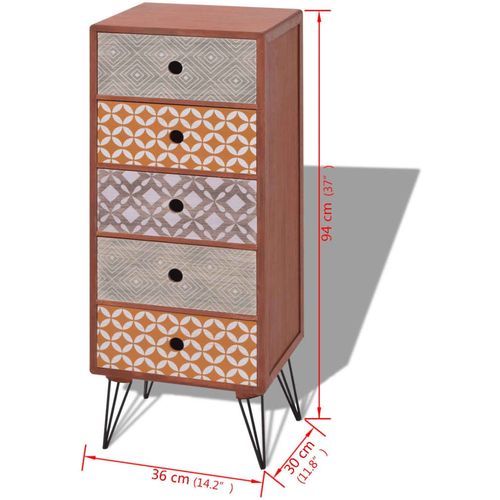 Bočna Komoda sa 5 Ladica Smeđa slika 19