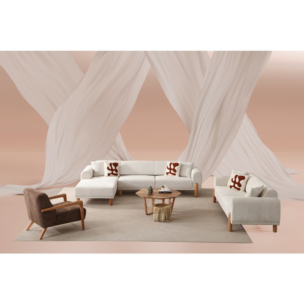 Lyke Left - Krem Krem Kutna Sofa na Razvlačenje slika 4