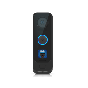 Dual-camera 4K video doorbell with programmable display  fingerprint access and integrated porch lig