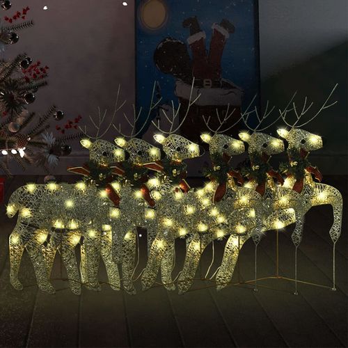 Božićni sobovi 6 kom zlatni 120 LED žarulja slika 1