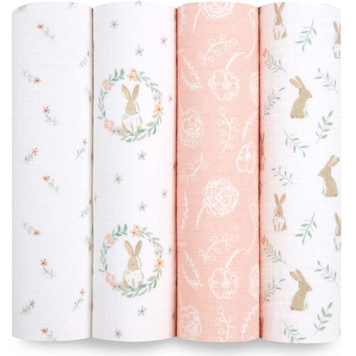 aden+anais® essentials komplet 4 pelene za povijanje 112x112 blushing bunnies slika 1