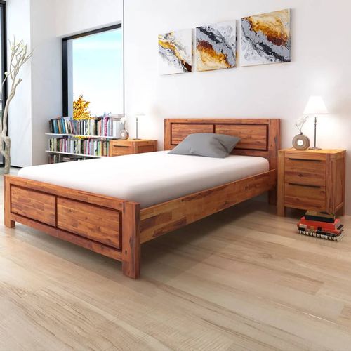 Krevet od masivnog bagremovog drva s madracem 140 x 200 cm slika 21