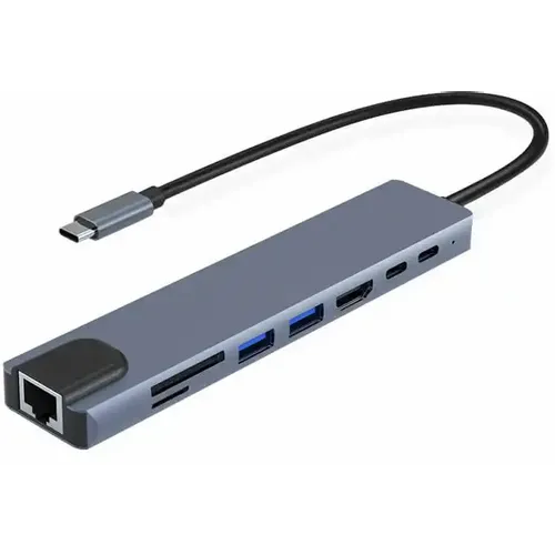 Adapter Tip C 8/1 4K HDMI/USBx2/SD/TF/USB-C/PD/Lan KT-801G Kettz slika 3