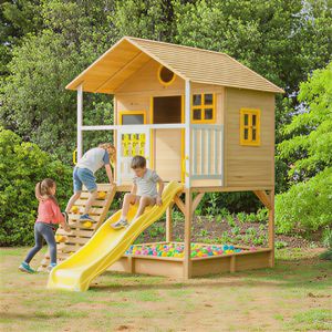 Kinder Home Drvena kućica za djecu sa pješčanikom i toboganom