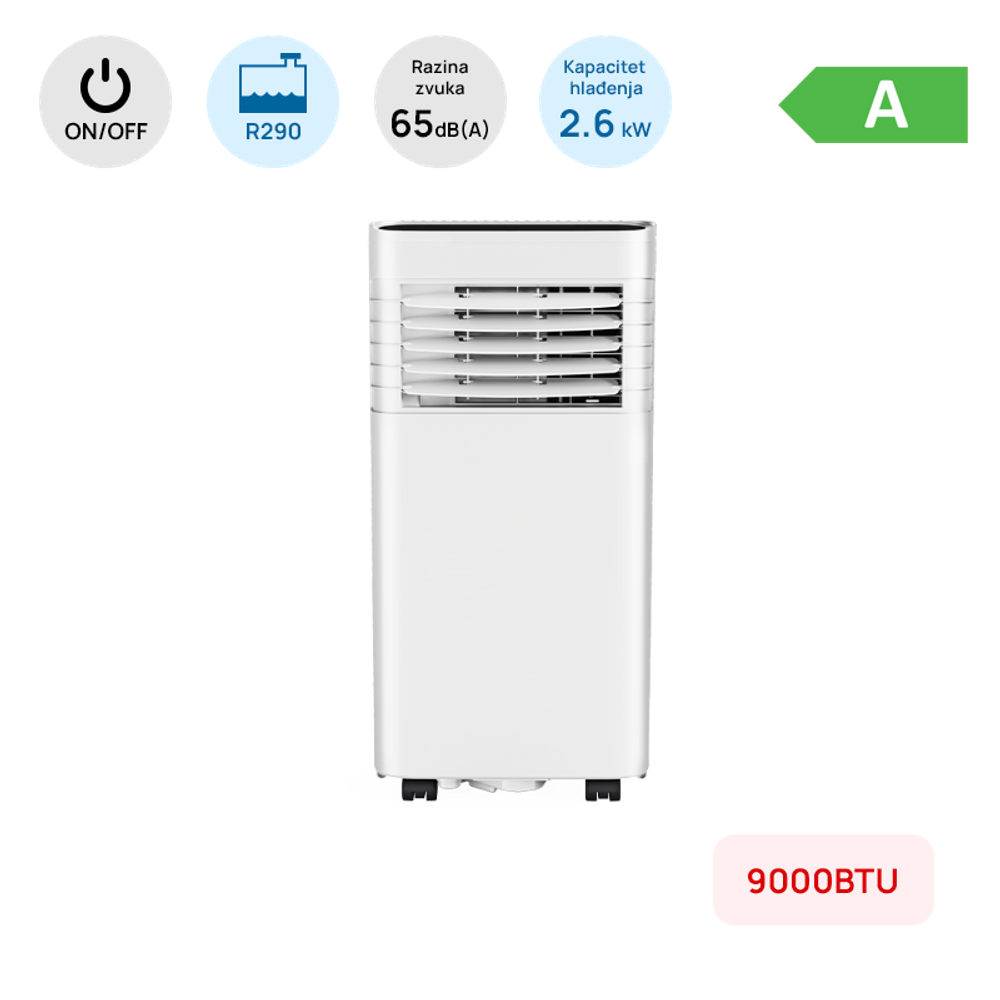 Prijenosna klima Chigo 9000BTU, 2.6kW, A, R290, bijela slika 1