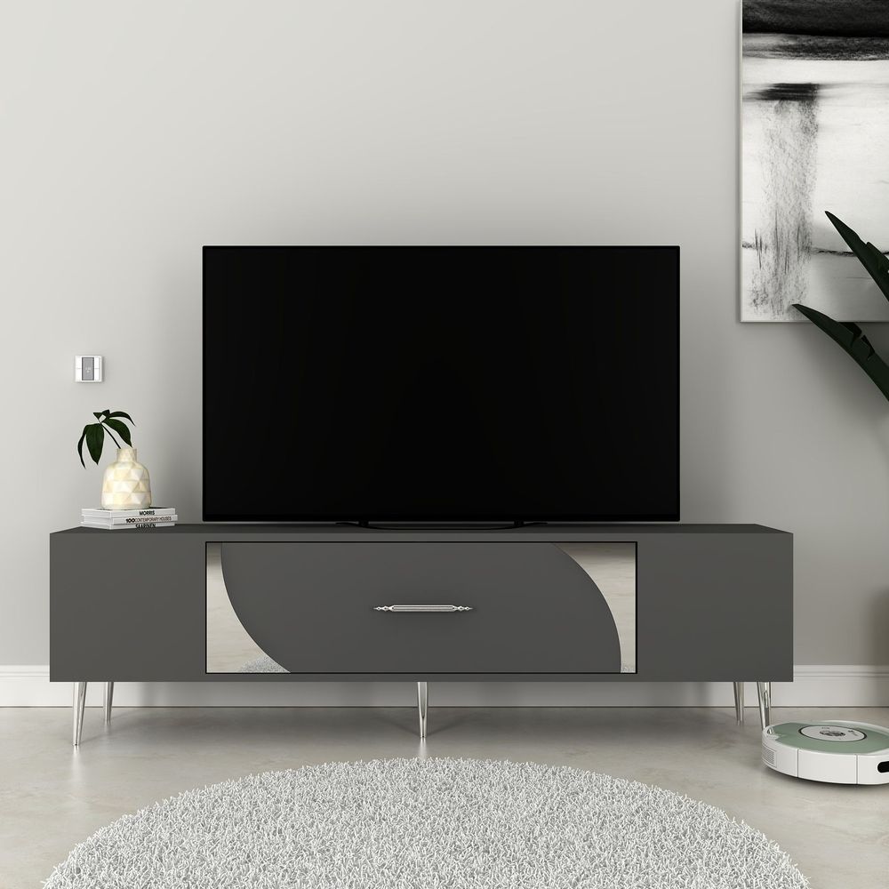 TV stalak Dekop2, boje antracit i srebrna slika 1