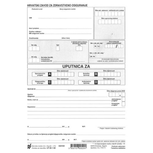 III-1-99 UPUTNICA; Blok 100 listova, 14,8 x 21 cm slika 1