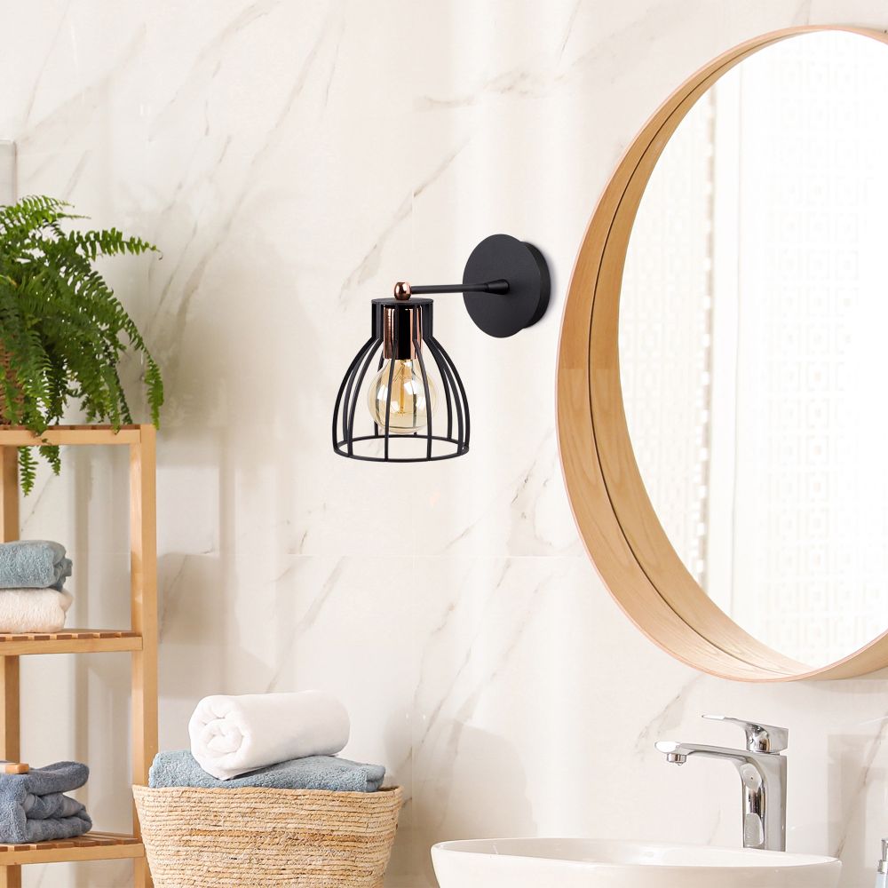 Kemah - N-1238 Crna i Brončana Zidna Lampa slika 1