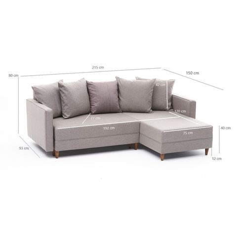 Atelier Del Sofa Kutna garnitura na razvlačenje AYDAM desna, krem, Aydam Right - Cream slika 7