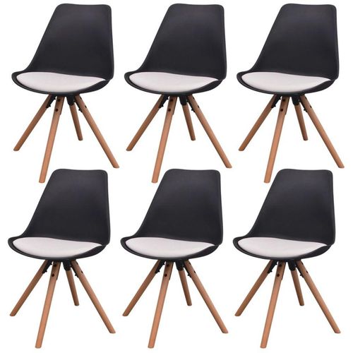 Blagovaonske stolice od umjetne kože 6 kom crno bijele slika 1