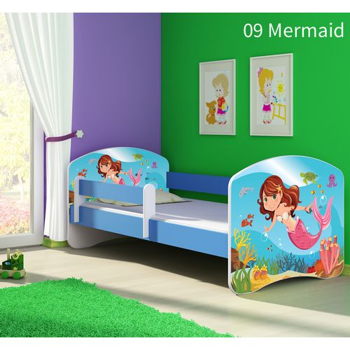 Dječji krevet ACMA s motivom, bočna plava 160x80 cm 09-mermaid slika 1