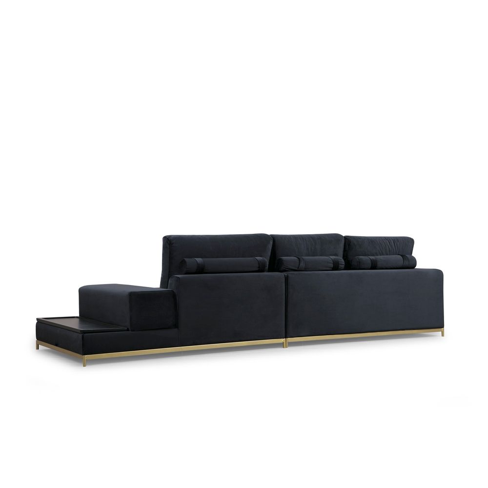 Sofa sa Bočnim Stolom - Crna i Zlatna, 4-Sjedala slika 12