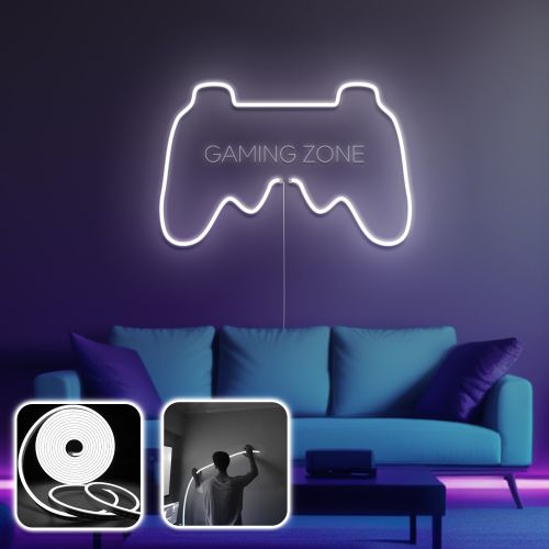 LED Neonsko Osvetljenje za Gamer Sobe - Veliko - Belo slika 1