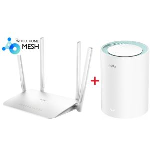 Cudy SET * WR1300 AC1200 Dual Band 2.4+5Ghz MESH  Ruter + M1300 1-pack AC1200 Dual Band MESH (5499)