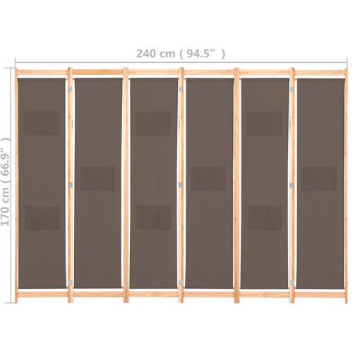 Sobna pregrada sa 6 panela od tkanine 240 x 170 x 4 cm smeđa slika 40