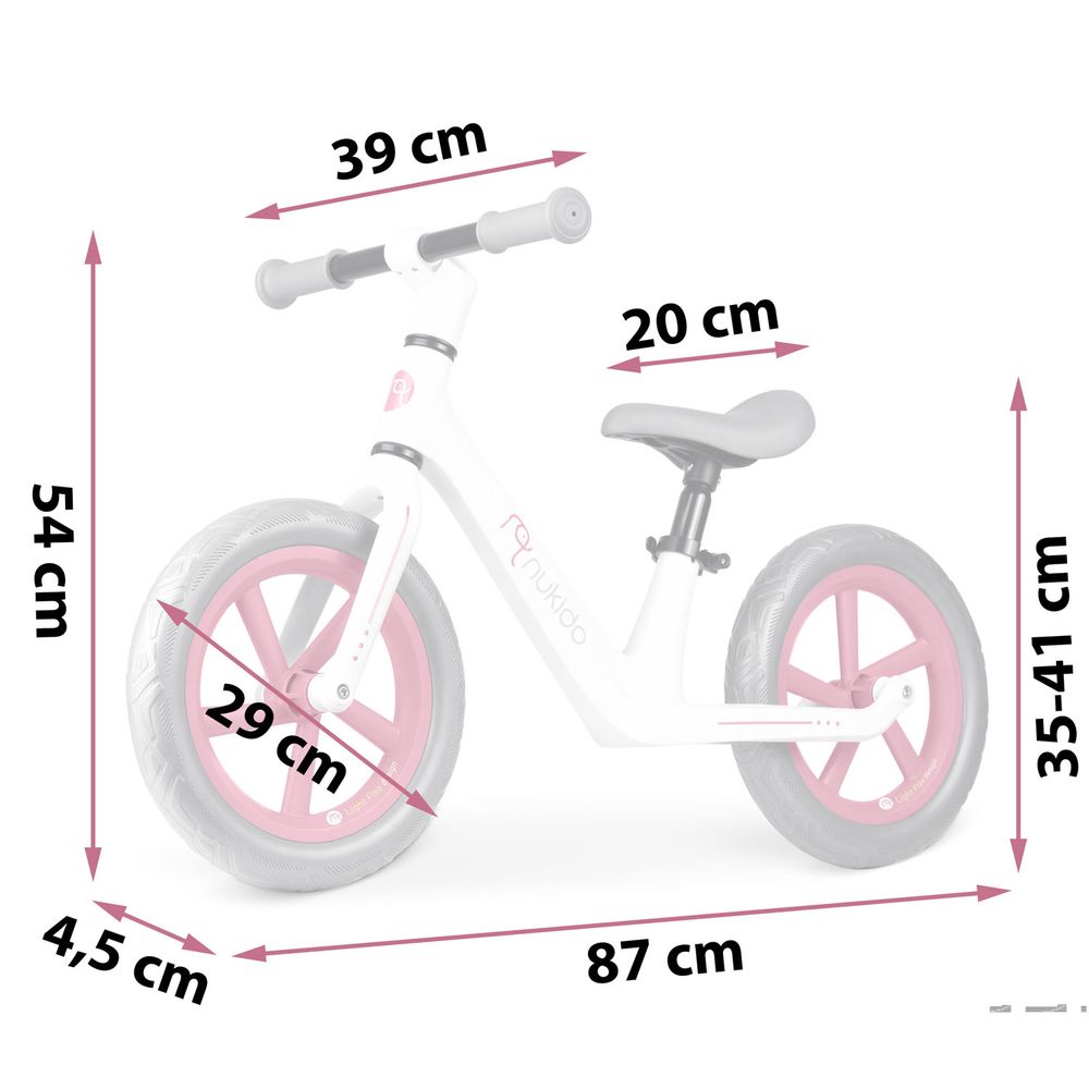 Nukido Light Flee bicikl bez pedala, bijelo sivi slika 5