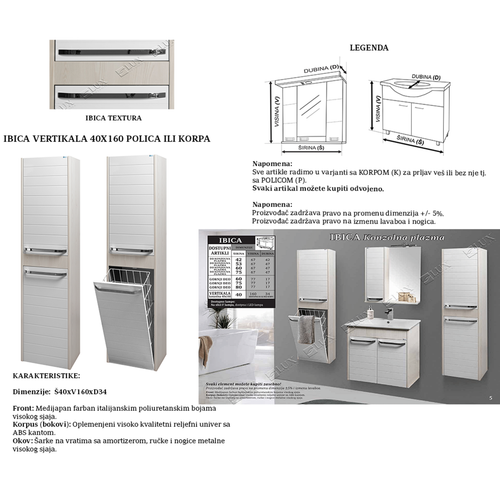 Ceramica Lux Ibica vertikala 40 x 160 konzolna korpa  slika 3