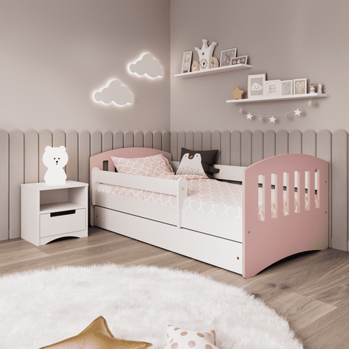 Drveni dječji krevet Classic s ladicom - svijetlo rozi - 180*80cm slika 1