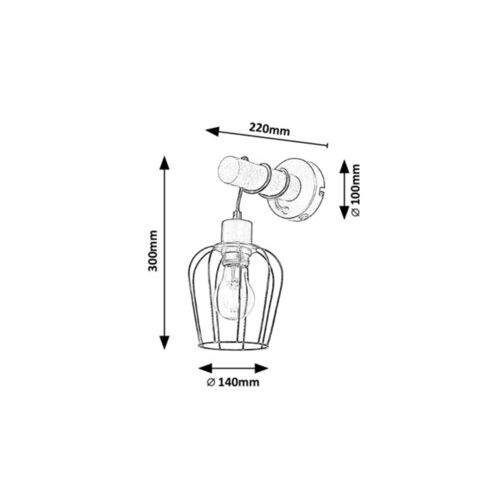 Rabalux Fabian, unutrašnja metal-drvena zidna lampa, E27 slika 3