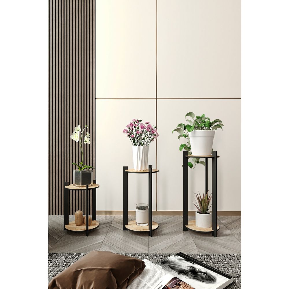 Stalak za biljke Flower Desk Round, MDF, boja hrastovine slika 3