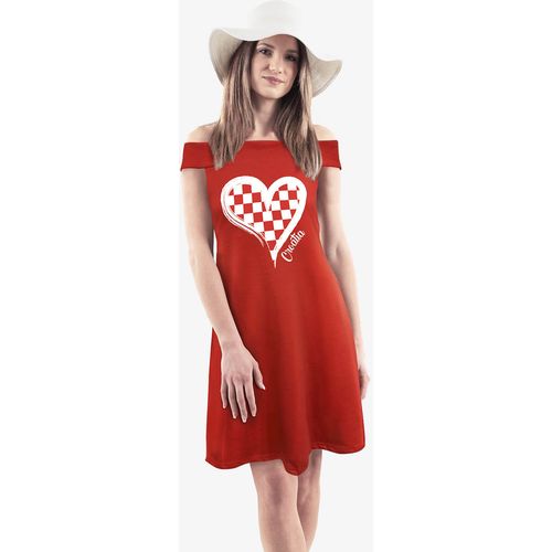 Strukirana haljina sa printom - crvena slika 1