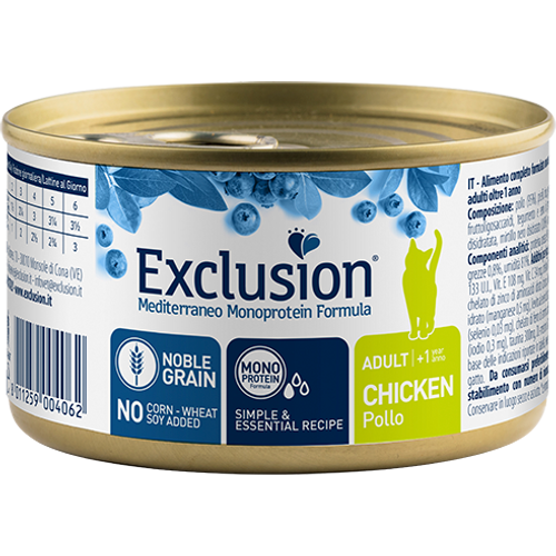 Exclusion Mediterraneo Monoprotein Formula, potpuna hrana za odrasle mačke, piletina, 85 g slika 1