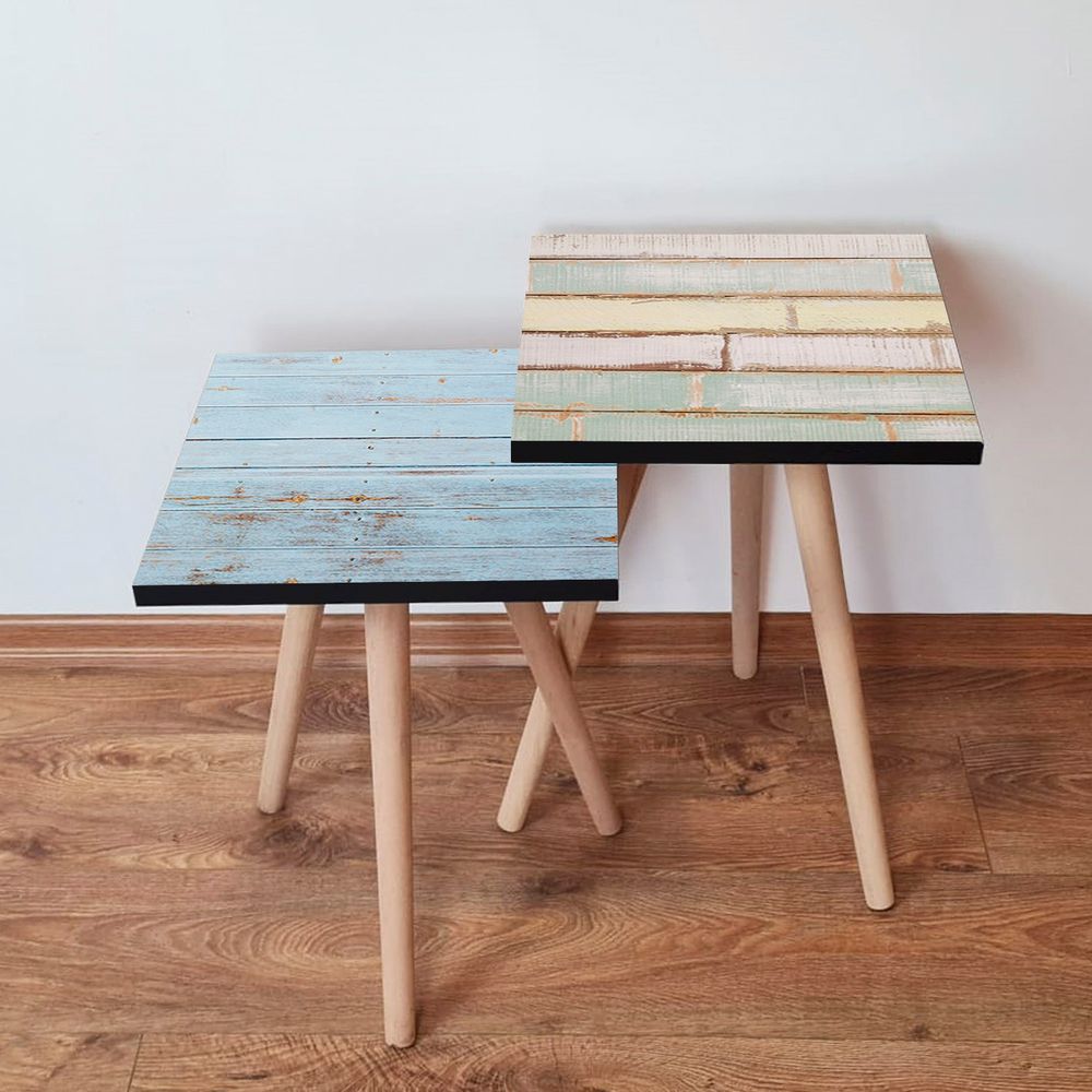 Nesting stolovi 2Shp439 - (2 komada) - boje: plava, zelena, žuta, bijela slika 1