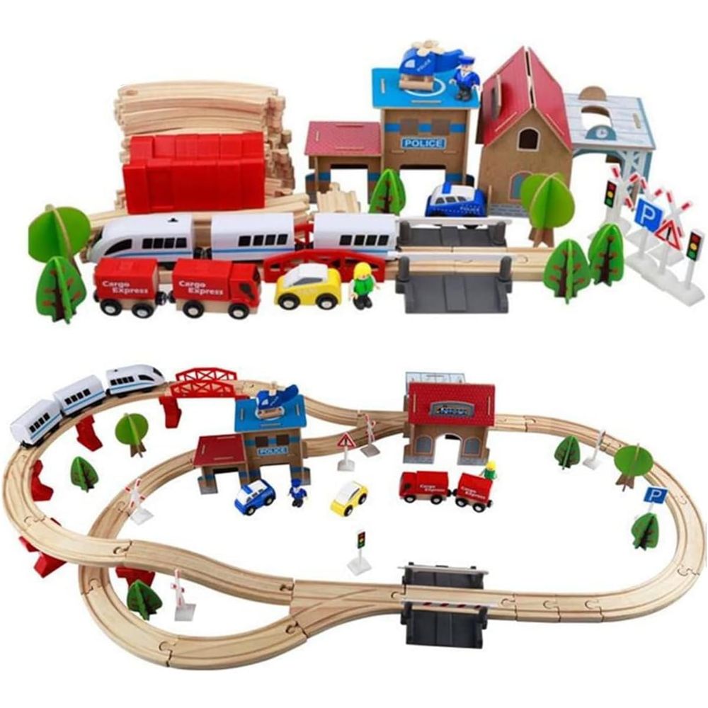 Kinder Home Drveni željeznički set - Pruga sa vozićem i dodacima slika 3