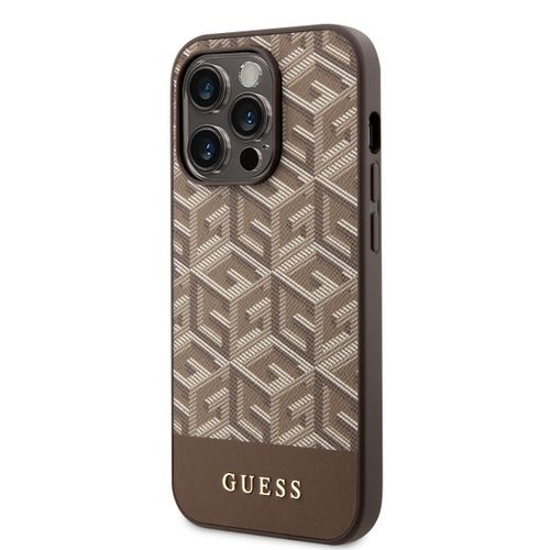 Guess Futrola za iPhone 14 Pro GCUBE PU STRIPES BROWN MagSafe slika 4