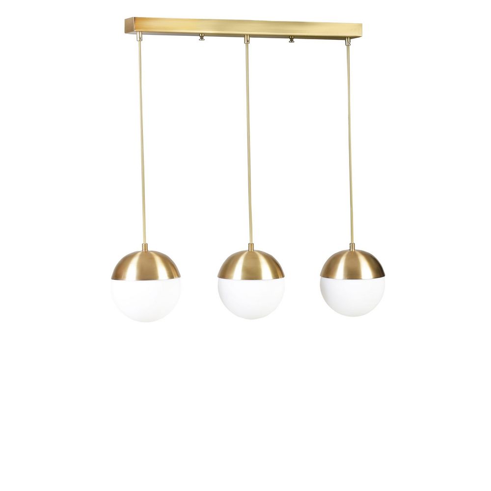 Küre 3 Lü Sıralı Eskitme Beyaz Camlı Sarkıt Gold Luster slika 1