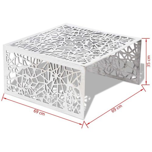 Stolić za Kavu Srebrni Geometrijski Dizajn Aluminij slika 1