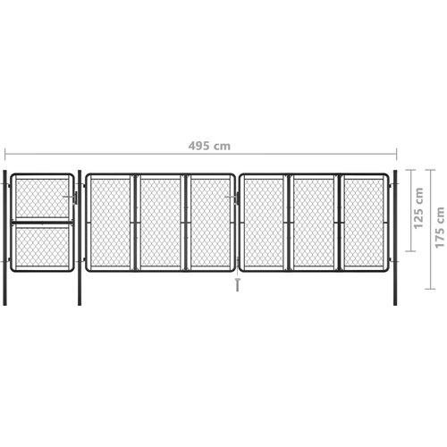 Vrtna vrata čelična 125 x 495 cm antracit slika 18