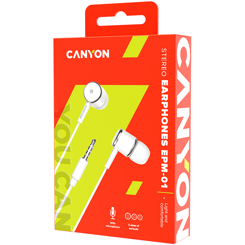 CANYON Stereo Slušalice sa Mikrofonom, Bijele slika 2