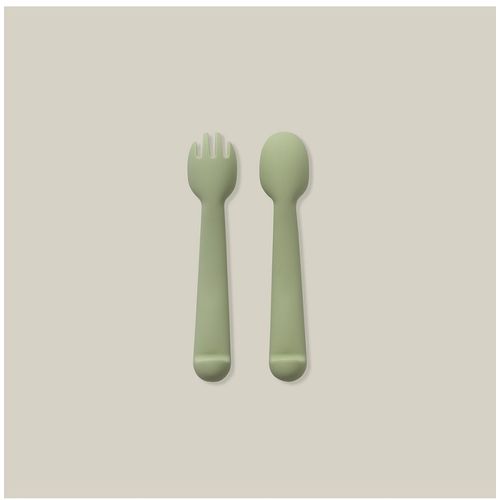 InterBaby silikonski set pribora za jelo Olive Green slika 2