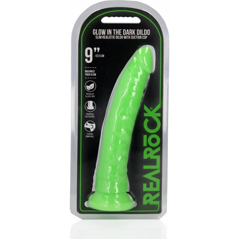 RealRock by Shots Tanki realistični dildo s vakuumskom čašicom - Sjaj u tami - 9'' / 22,5 cm slika 7