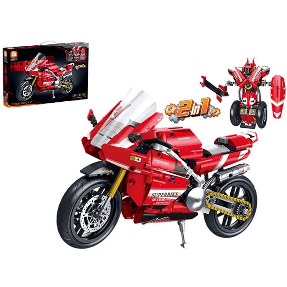 2u1 kockice za sastavljanje motora/robota 594kom. crveni slika 1